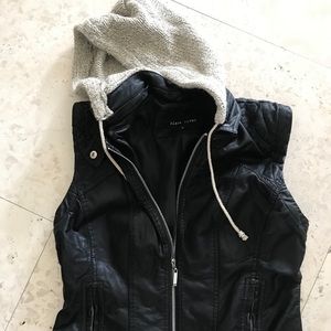 Black Rivet Faux Leather Vest NWOT